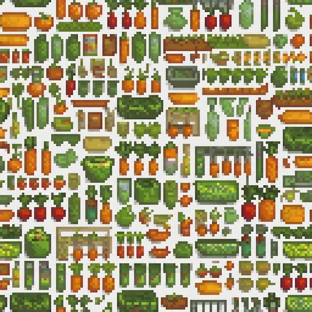 Photo pixel art of vibrant vegetables on a crisp white backdrop