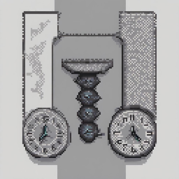 Pixel art watch with compass design