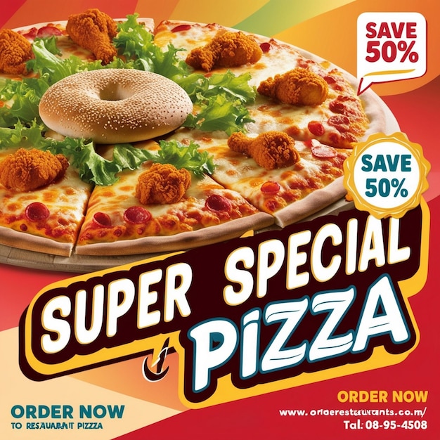 Photo a pizza advertises a special special pizza