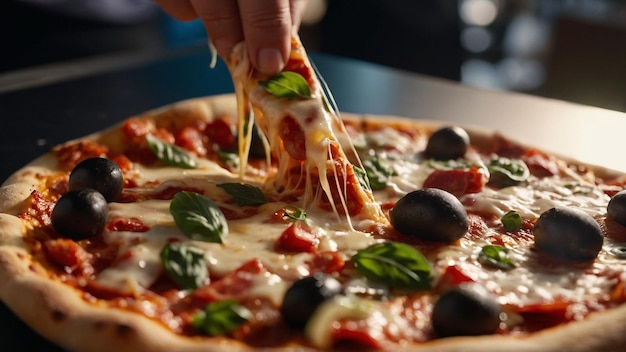 A pizza being served at a corporate event gourmet tast