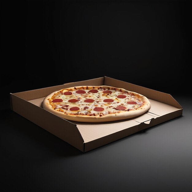 Photo pizza box isolated on a black background