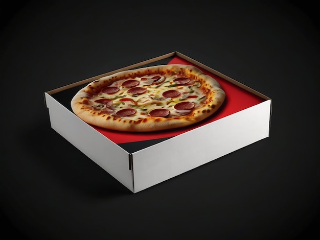 Photo pizza box isolated on a black background