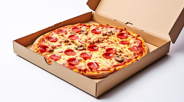 pizza in a box isolated generativa IA