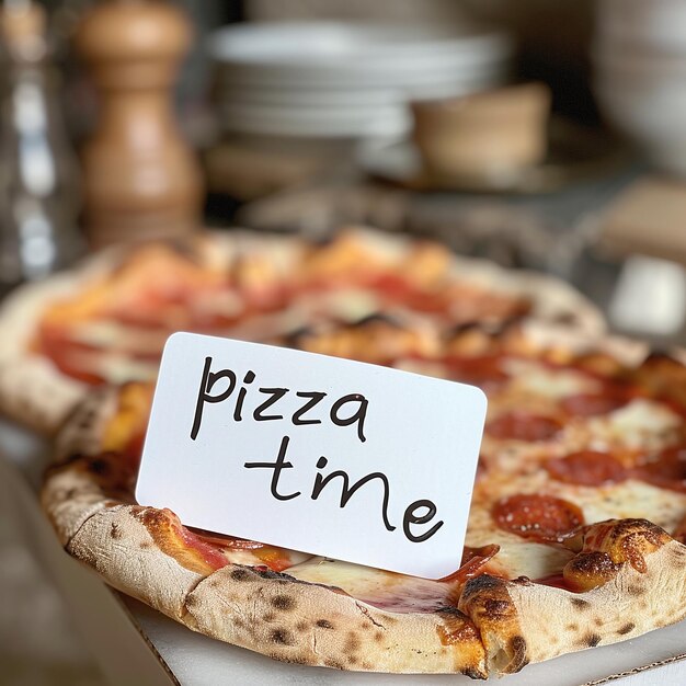 Photo a pizza box that says pizza time on it