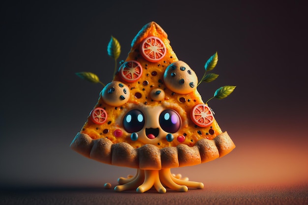 pizza character with a funny expression