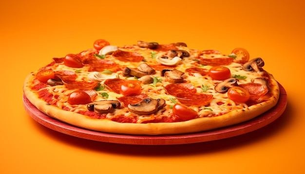 Pizza Cinematic Laying on Orange Background