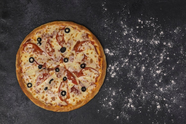 pizza on dark background