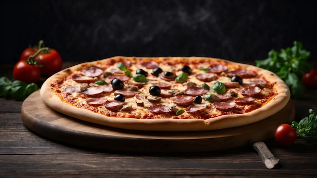 Pizza on dark background