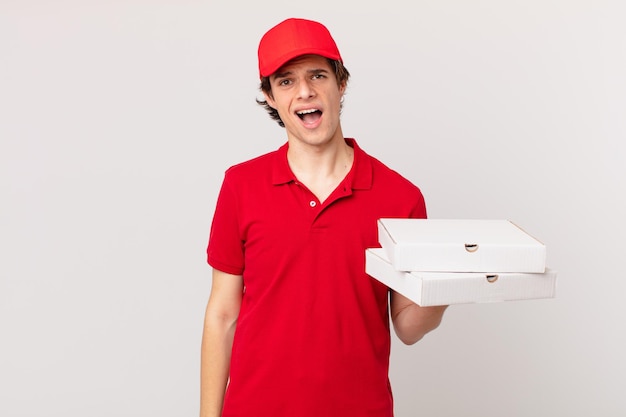 pizza deliver man feeling puzzled and confused