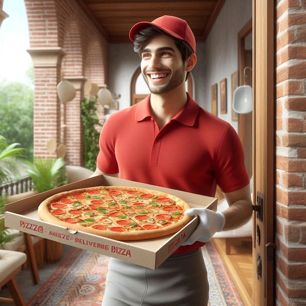 Pizza delivery man ready to send pizza boxes to customers for Food delivery service