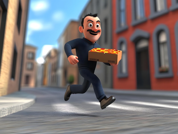 Photo pizza delivery man running