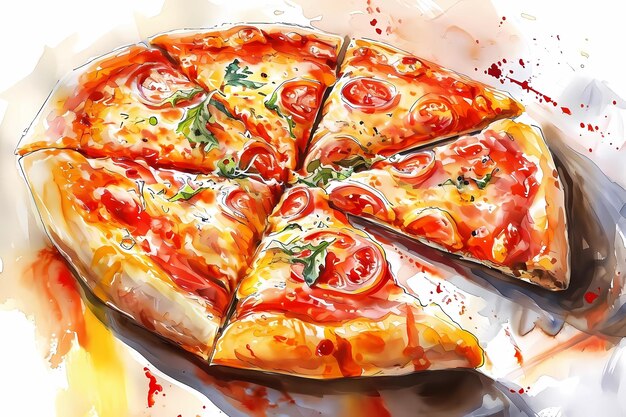 pizza drawing Italian cuisine drawing for pizzeria illustration for cafe restaurant menu item