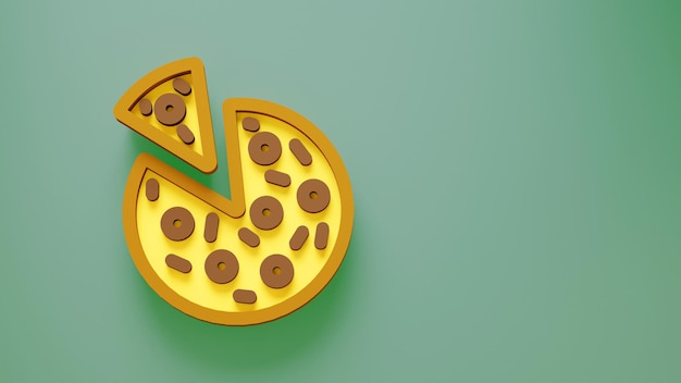 Pizza minimal icon Symbol in 3D rendering isolated on green background