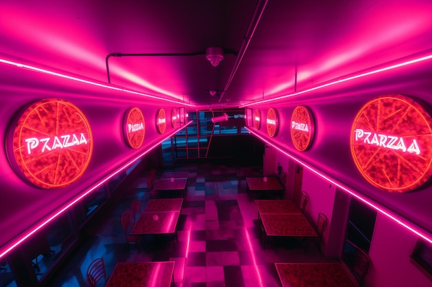 Pizza Paradise Overhead neon color lighting photo