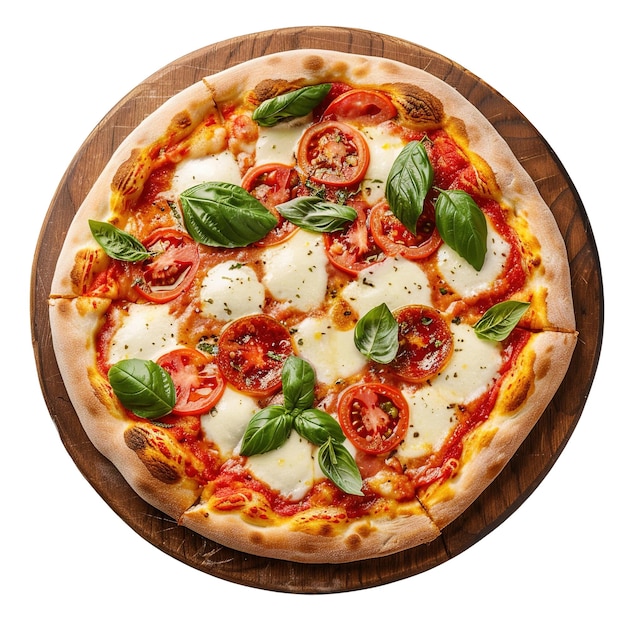 pizza photo from above on white background