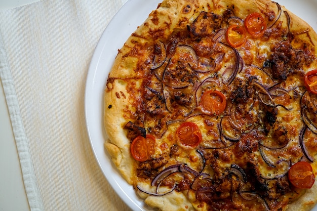 Pizza on a restaurant table