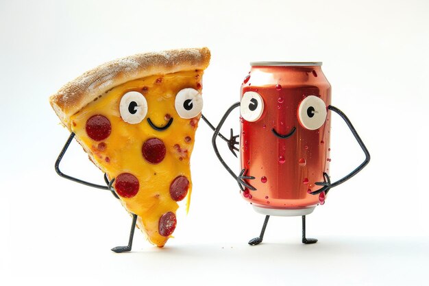 Photo pizza and soda buddies isolated in transparent background