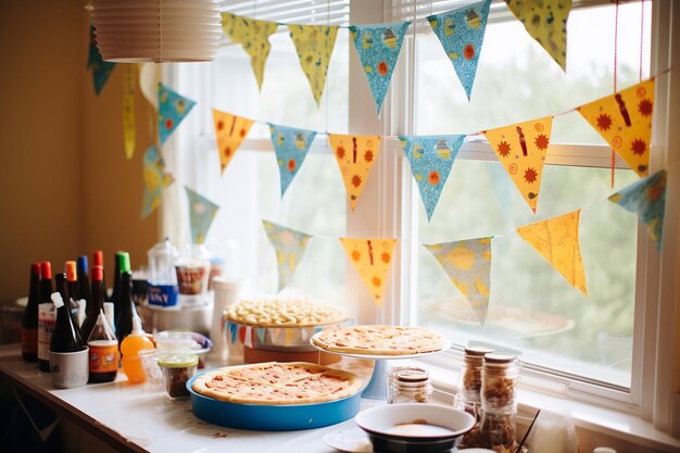 A pizza themed birthday party with pizza shaped decorations