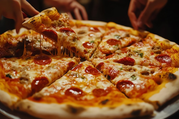 Photo a pizza with basil and basil on it sits on a table