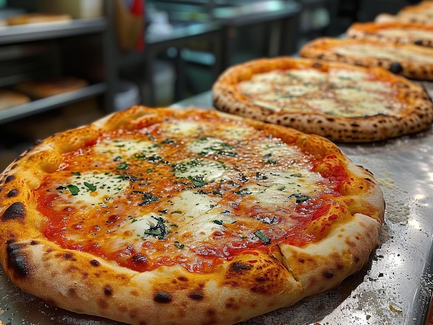 a pizza with cheese and spinach on it is on a table