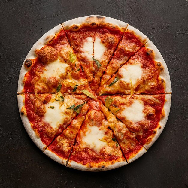 a pizza with a green pepper on it sits on a table