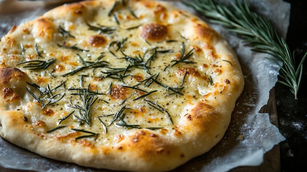 Photo a pizza with a lot of herbs on it