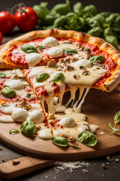 pizza with melted mozzarella