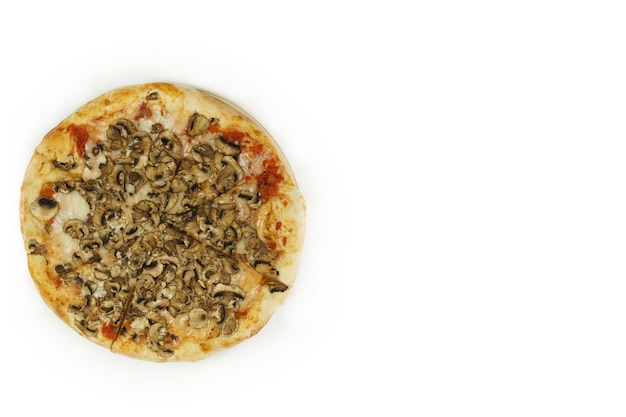 Pizza with mushrooms on a white background Isolated