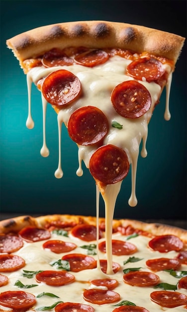 a pizza with pepperoni and cheese on it is shown