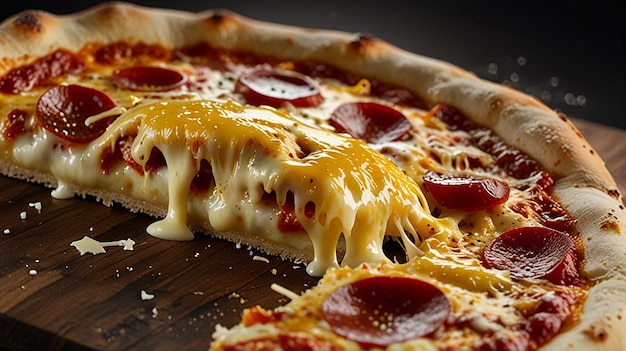 Photo a pizza with pepperoni and cheese on it is on a table