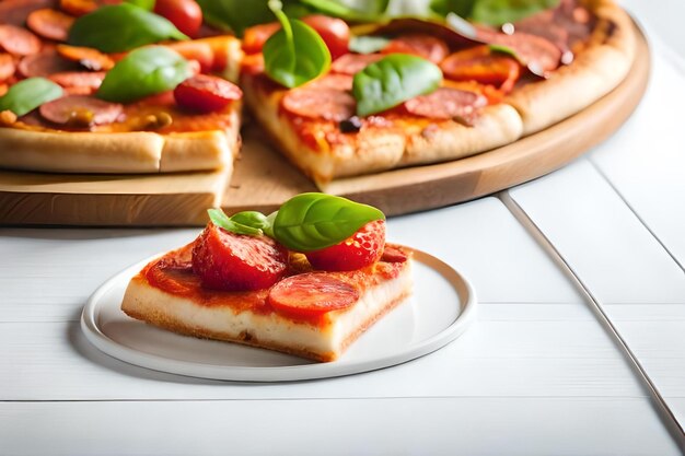 A pizza with tomato sauce and basil on a plate