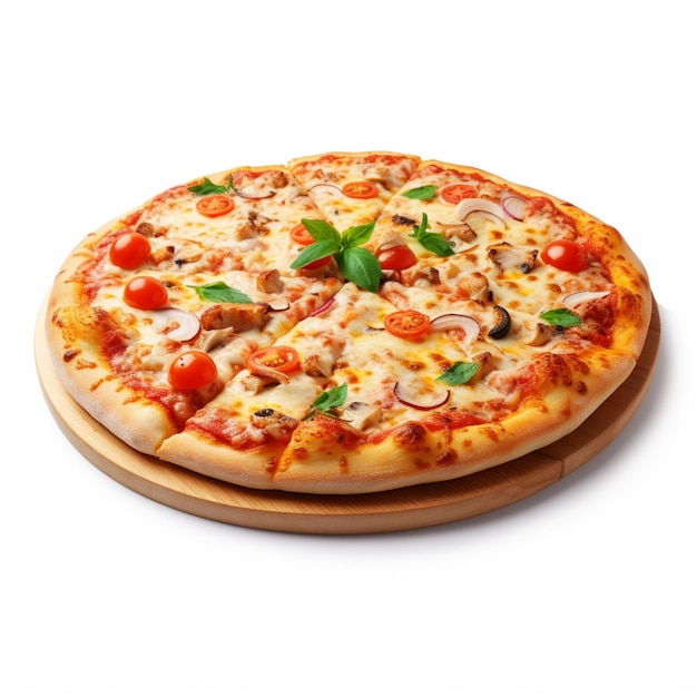 Pizza with white background high quality ultra hd