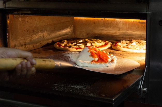 Photo pizzas baking