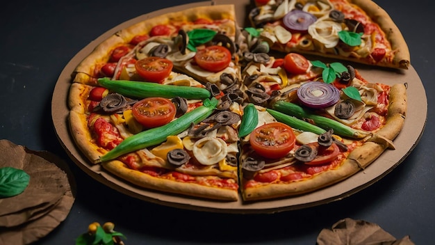 Photo pizzas made of cardboard paper