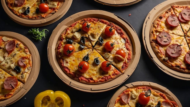 Photo pizzas made of cardboard paper