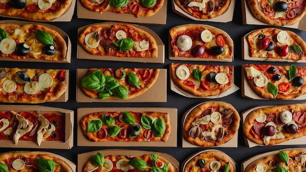 Photo pizzas made of cardboard paper