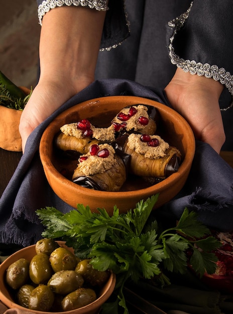 Pkhali is a traditional Georgian dish of chopped and minced vegetables made of cabbage or eggplant