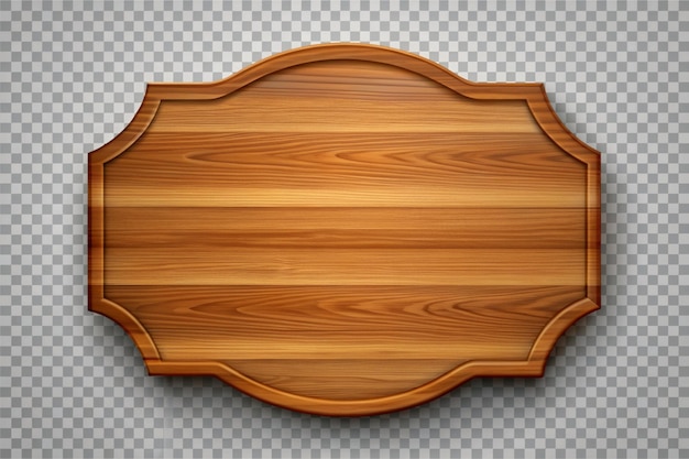 Placa de madeira de renderizao 3D com fundo transparente