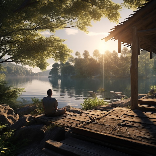 A place of meditation situated next to a lake