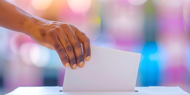 Photo placing ballot in voting box on election day with patriotic atmosphere concept election day voting box ballot patriotic atmosphere democracy