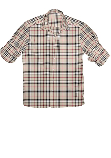 A plaid shirt with a collar that says'the word'on it '