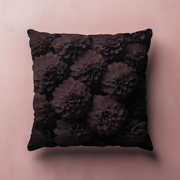 Photo plain black pillow mockup