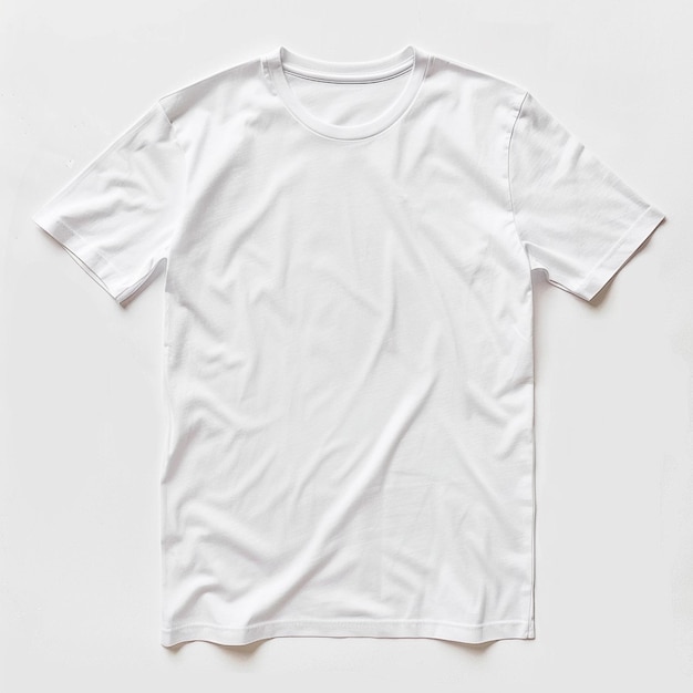 Photo a plain crew neck natural t shirt is neatly laid out a clean white background