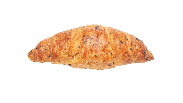 Plain croissant on isolated white background with clipping path. Food still life objct.