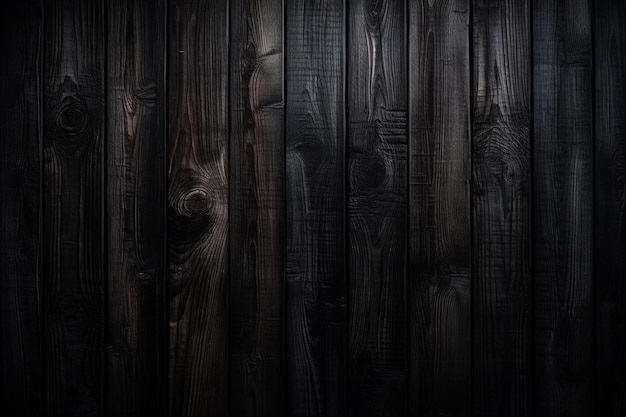 Plain dark black wall with wooden plank product background