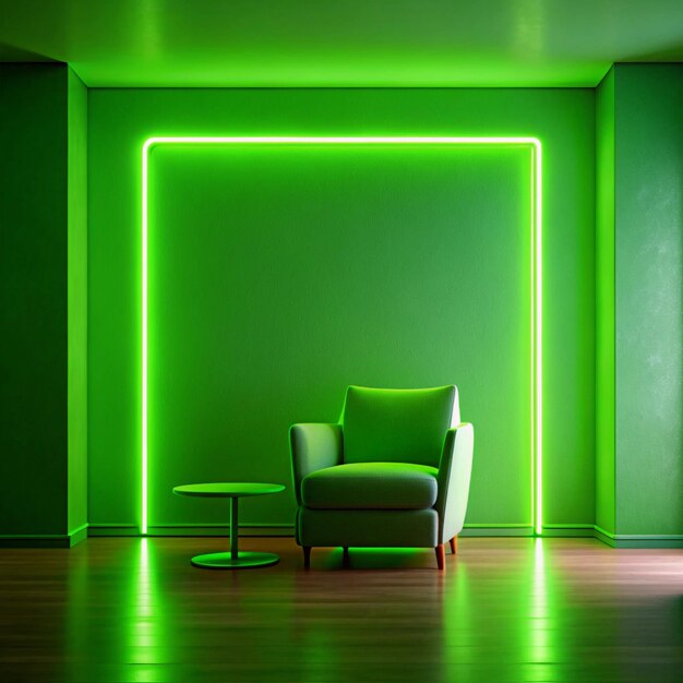 Photo plain neon green color in continuous minimalist design