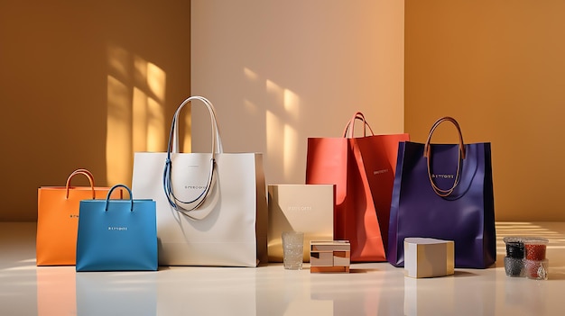 Plain Paper Bag Surrounded by an Array of Luxurious Items