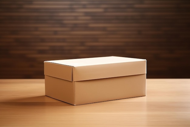 a plain paper box on wood background packaging mockup for your designs mockup