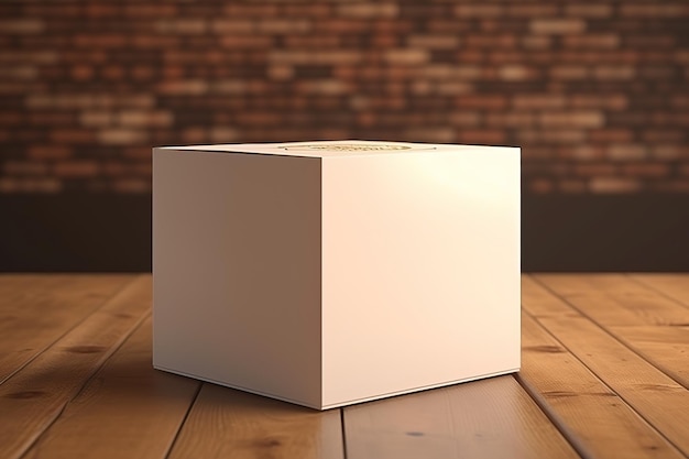 a plain paper box on wood background packaging mockup for your designs mockup