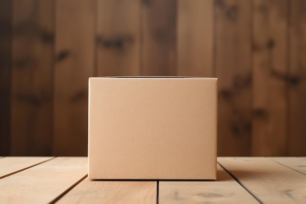 a plain paper box on wood background packaging mockup for your designs mockup